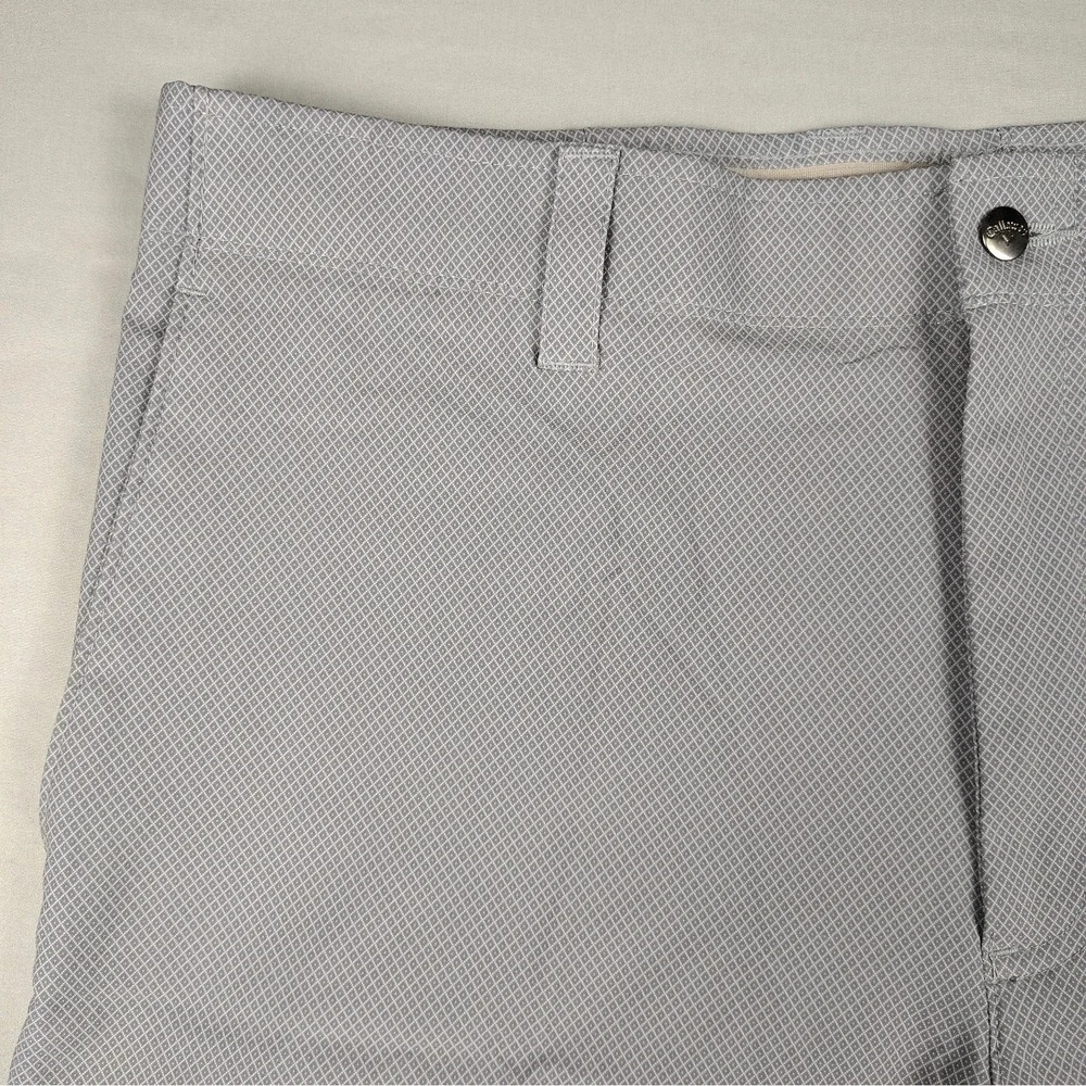 Callaway Golf Shorts Mens 36 Gray Micro Check Stretch Performance Flat Front